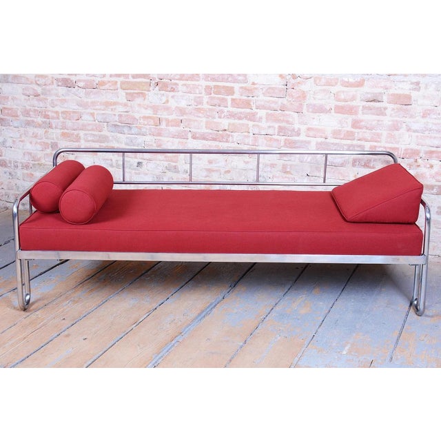 Bauhaus Sofa in Chrome and Upholstery by Hynek Gottwald, Czech, 1930s For Sale - Image 14 of 18