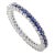 Prong Set Blue Sapphire Round Cut Eternity Band in 18k White Gold Size 5.5 For Sale
