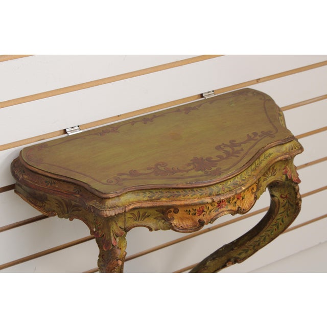 Vintage Venetian Paint Decorated Hanging Wall Shelf For Sale - Image 4 of 12