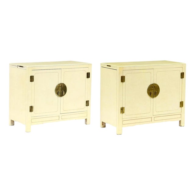 1980s Pair of Asian Inspired Dining Room Servers by Hickory White For Sale