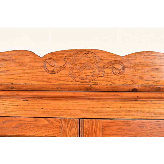 Antique Victorian Carved Oak Glass Front Bookcase or Dining Cabinet, Circa 1900 For Sale - Image 10 of 17