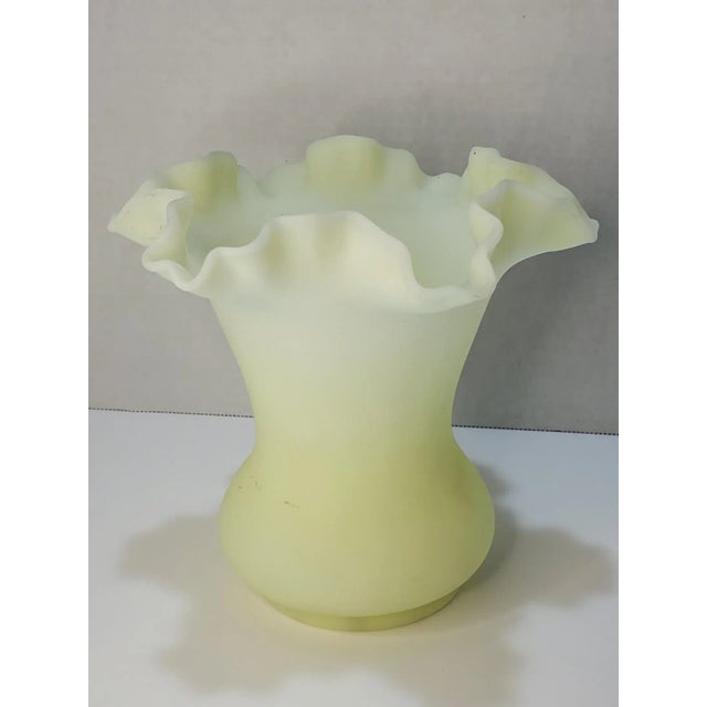 1970s Fenton Custard Satin Glass Crimped Edge Vase For Sale - Image 10 of 10