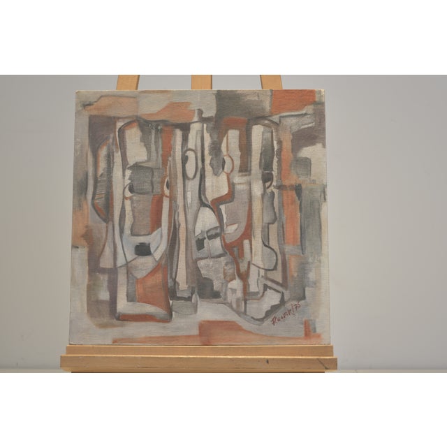 Abstract Faces, Labeled Flassak '75, Oil on Canvas For Sale - Image 6 of 6
