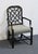 Kindel Furniture Kindel Furniture Black & Gold Chinese Chippendale Style Lattice Back Dining Arm Chair For Sale - Image 4 of 10