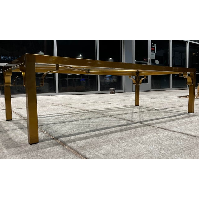 Chinese Chippendale Parson’s Style Brass Coffee Table With Fretwork For Sale - Image 10 of 12