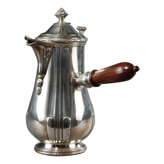 French Silver Hot Chocolate Pot or Coffee Pot by Puiforcat For Sale