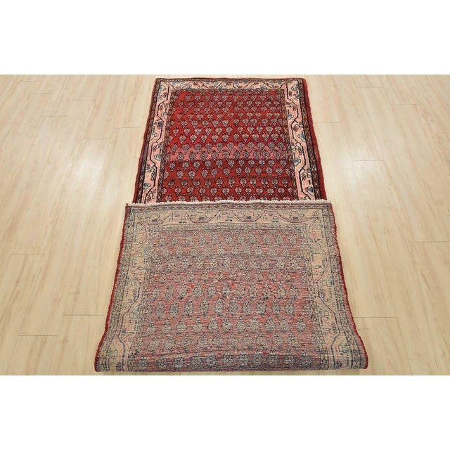 Mir Runner 3’6” X 9’3” Red Wool Vintage Tribal Hand-Knotted Oriental Rug For Sale - Image 13 of 14