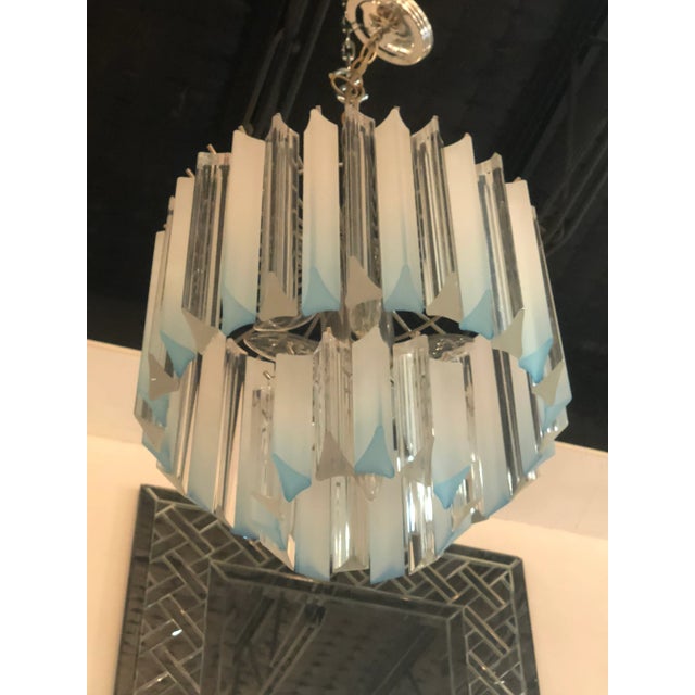 Vintage Hollywood Regency Aqua Blue Lucite Chandelier For Sale - Image 11 of 11