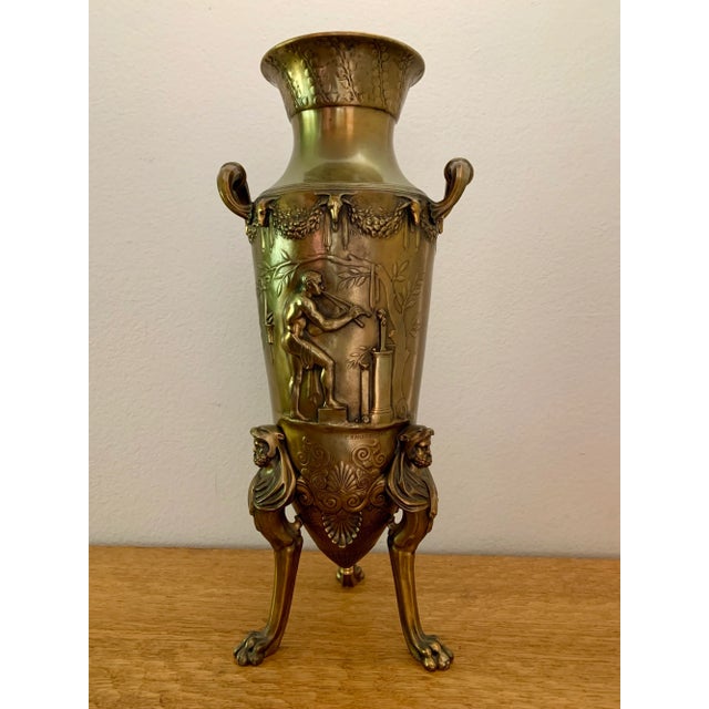 Bronze Antique French Vase Bronze Vase Vessel Urn - Signed F. Levillain For Sale - Image 8 of 13