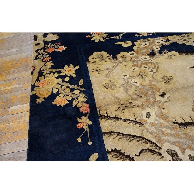 Textile 1920s Ivory Antique Traditional Landscape Chinese Baotou Hallway Runner Wool Rug For Sale - Image 7 of 7