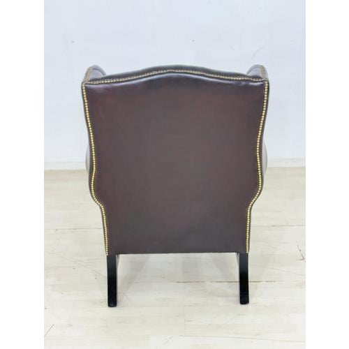 Chesterfield Wingback Chair in Burgundy Leather from Wilmowsky For Sale - Image 9 of 12