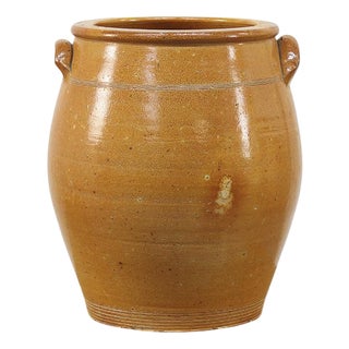 Large Rustic Farmhouse Earthenware Confit Jar For Sale