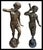 Pair of Bronze Sculptures "Faun" and "Urban Scugnizzo" 20th Century H. 127cm This patinated bronze sculpture depicts a...