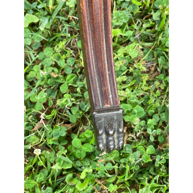 Brown 1970s Vintage Pair Wooden Harp Style Tea Tables For Sale - Image 8 of 9