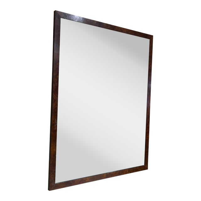 1970s Wall Mirror Framed in Burlwood After Milo Baughman For Sale