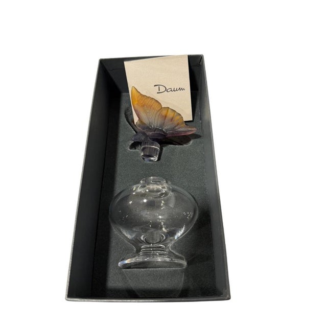Daum France Flacon Nature Papillon Crystal Perfume Bottle With Pâte De Verre Butterfly & Original Box For Sale - Image 11 of 14