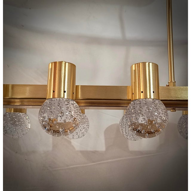 Gold Transparent Murano Glass and Brass Chandelier with Pendants, 2000s For Sale - Image 8 of 10