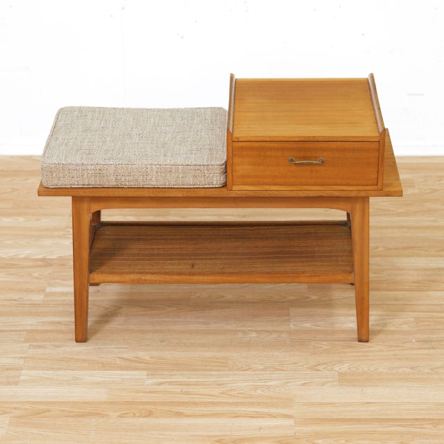 Mid Century Entryway Gossip Bench For Sale - Image 4 of 8