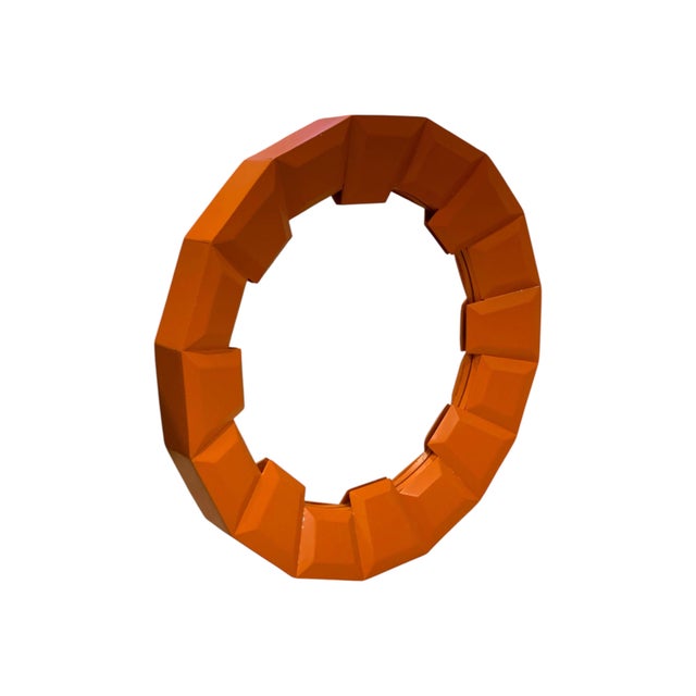 Glass Large Abstract Orange Over Mantel Wall Mirror from Theodore Alexander, 2000s For Sale - Image 7 of 10