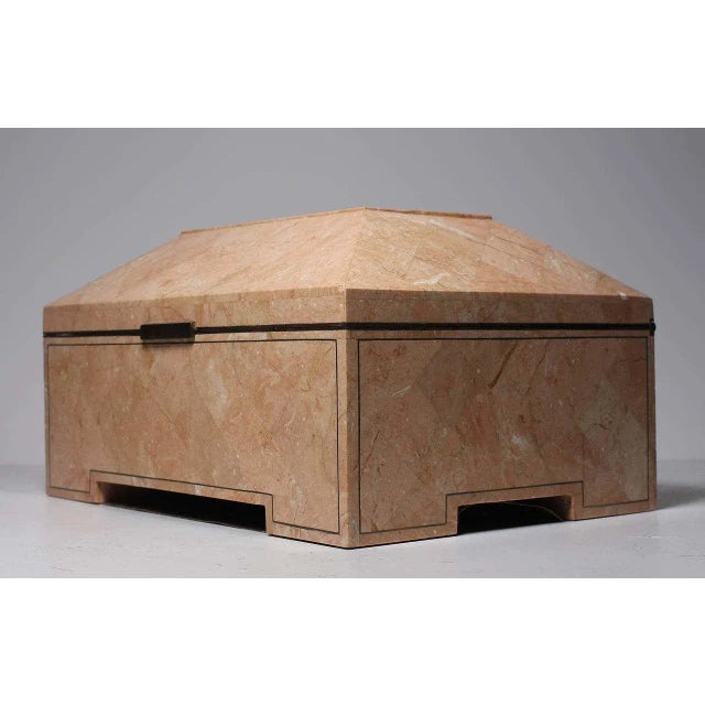 Mid-Century Modern Vintage Maitland Smith Coral or Pink Jewelry Box in Style of Karl Springer For Sale - Image 3 of 11