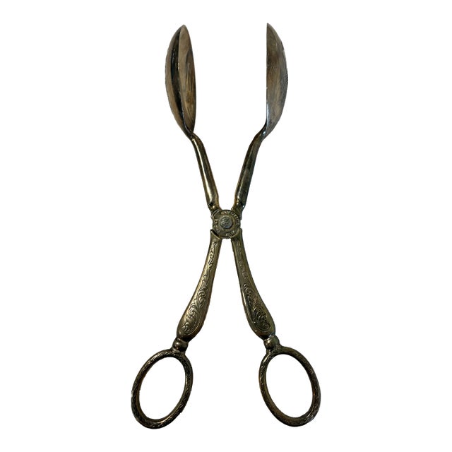 Italian Silverplate Scissor Salad Tongs For Sale