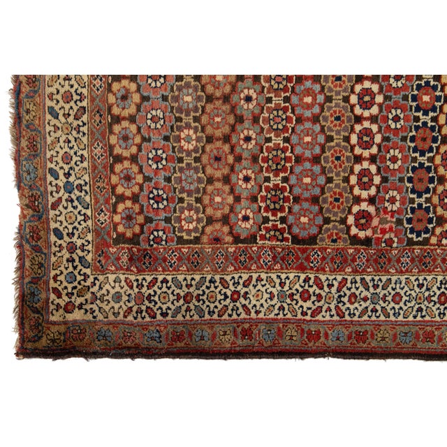 Brown Antique Malayer Wool Runner Handmade With Floral Pattern For Sale - Image 9 of 9