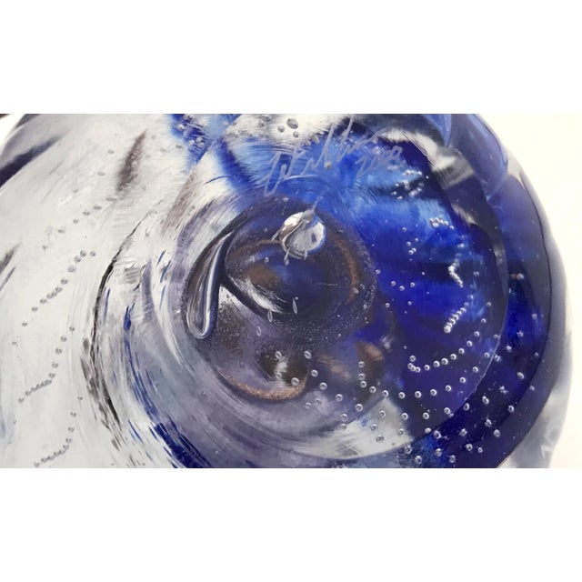 2000 Blue Art Glass Paper Weight For Sale - Image 9 of 10