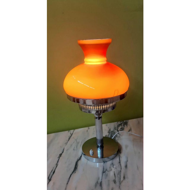 Metal Vintage Table Lamp with Opaline Glass, 1960s For Sale - Image 7 of 8