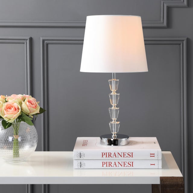 Contemporary Stacked Table Lamp - Clear & Chrome For Sale - Image 4 of 5