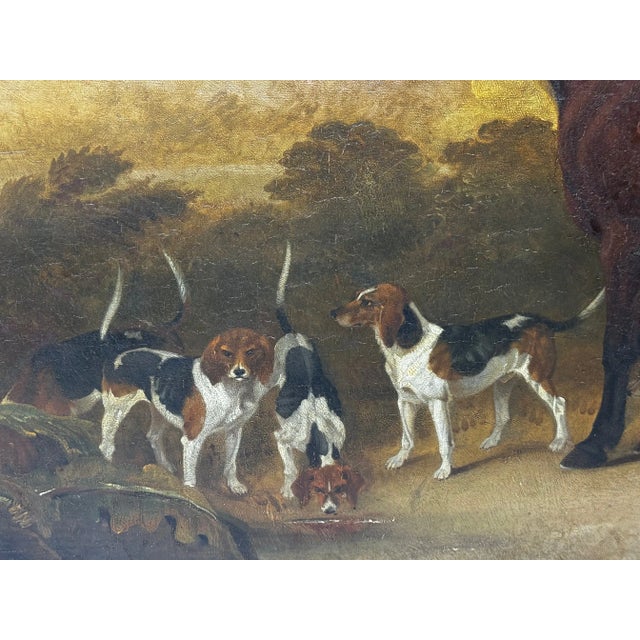 Brown Large 19th Century Oil Painting the Clandon Harriers Hunt John Imms of Ringmer Up Libertine Mare Hor For Sale - Image 8 of 12