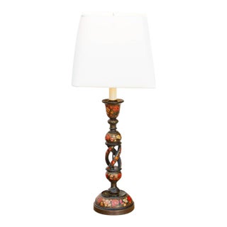 Antique Srinagar Floral Barley Twist Lamp For Sale