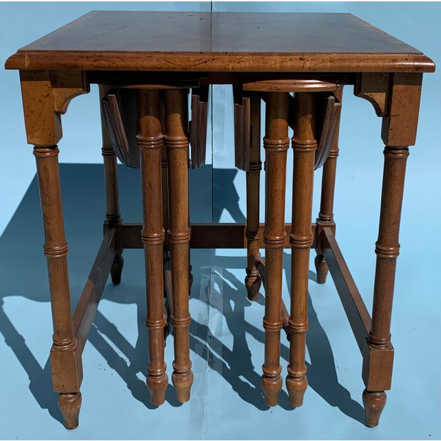 1970s Fruitwood Nesting Side Tables - Set of 3 For Sale - Image 10 of 12