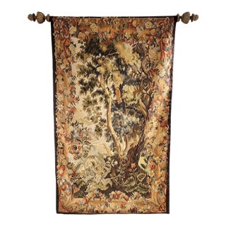 Vintage French Handwoven Aubusson Wall Tapestry, Bird in Woodland Landscape, Gobelins Weave For Sale