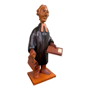 Vintage Italian Hand-Carved Wood Scholar/Lawyer Figure Sculpture by Romer