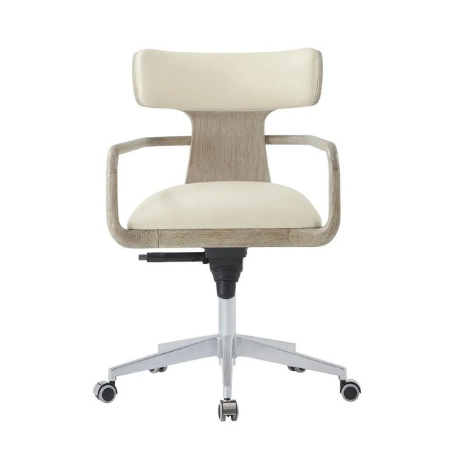 With natural wood bent arms curved and flowing from around the back and gracefully merging into the base as if it were one...