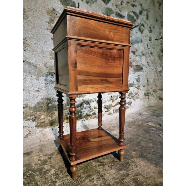 Antique French Louis XVI Style Bedside Cabinet with Marble Top For Sale - Image 9 of 12