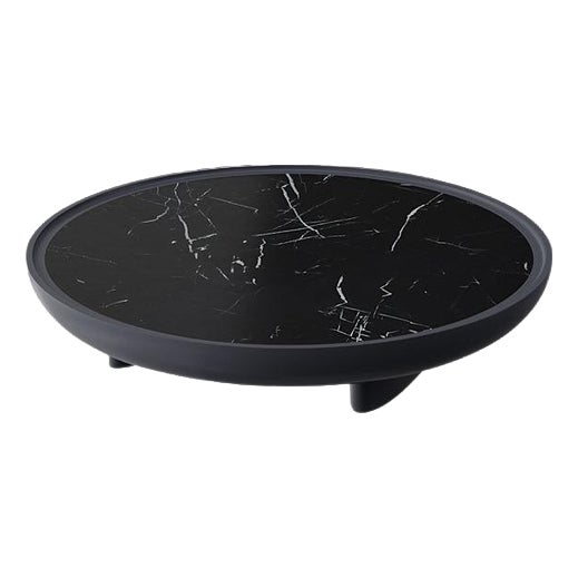 Lacquered Structure and Black Marble Round Side Table by Ultramobili For Sale