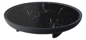 Lacquered Structure and Black Marble Round Side Table by Ultramobili