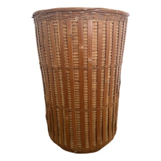 Vintage Woven Rattan Umbrella Stand For Sale