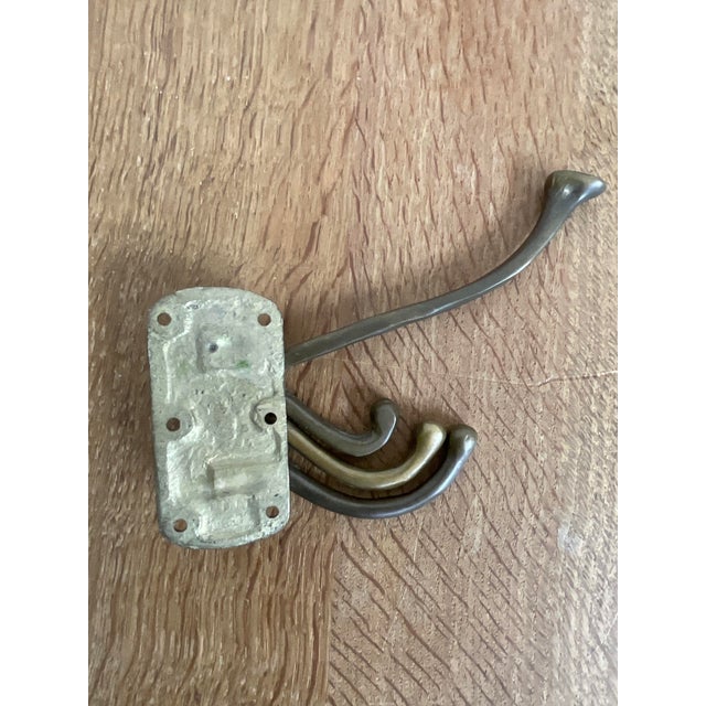 Vintage Triple Pronged Articulating Wall Hook in Brass For Sale - Image 4 of 6