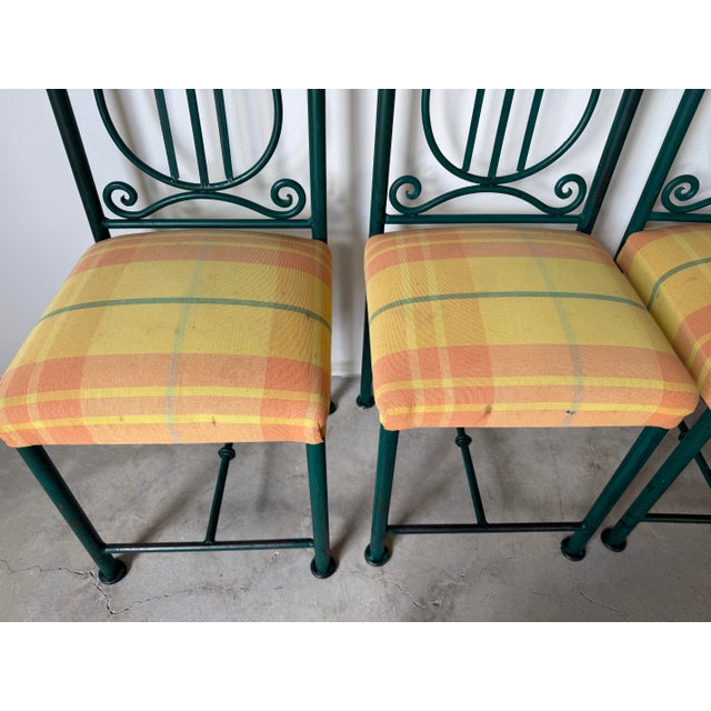 Metal 1980’s Vintage Hand Forged Metal Indoor / Outdoor Dining Chairs – Set of 4 For Sale - Image 7 of 12