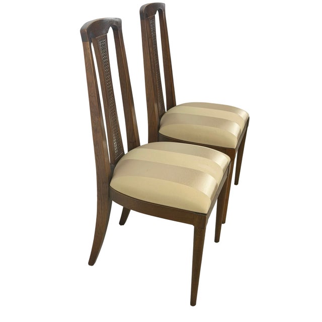 Mid-Century Modern Pair of Vintage Mid-Century Modern High-Back Cane Dining Chairs, Stamped Denmark For Sale - Image 3 of 18