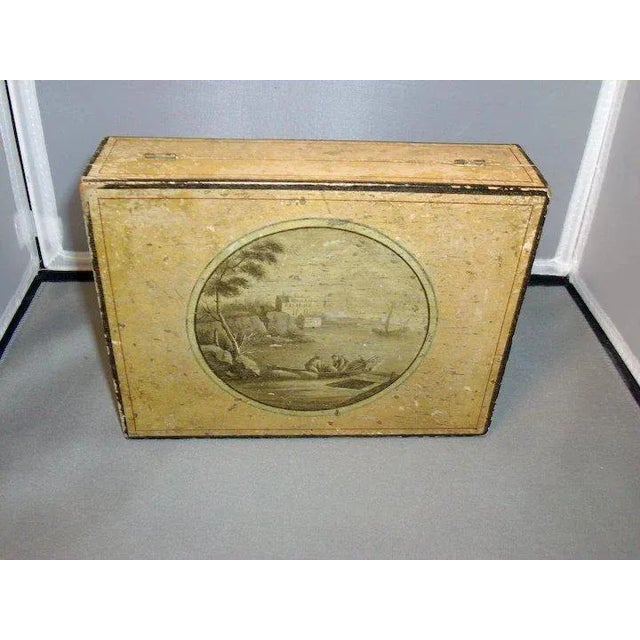 Traditional Early 19th Century Grand Tour Painted Boite de Spa or Jolité Jewelry Sewing Trinket Box For Sale - Image 3 of 7