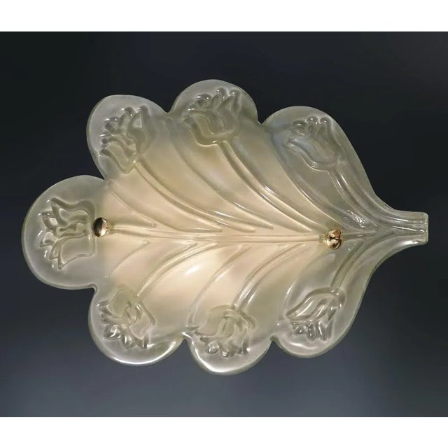 Mazzega Murano 1960s Murano Glass Leaf Flush Mount For Sale - Image 4 of 8