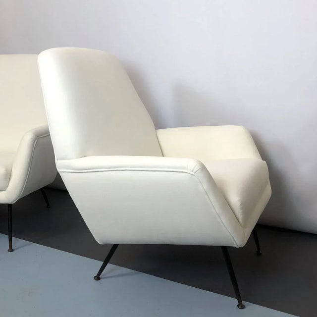Set of Italian White Velvet Armchairs, 1950s For Sale - Image 12 of 18