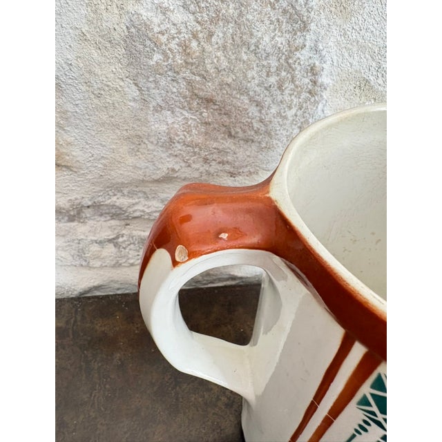 Cream Antique French Art Deco Faience Pitcher, Saint-Amand-Les-Eaux, C. 1920s–30s For Sale - Image 8 of 10
