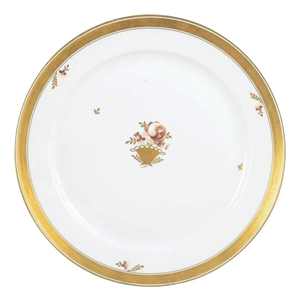 Large Golden Basket Serving Platter in Porcelain from Royal Copenhagen, 1961