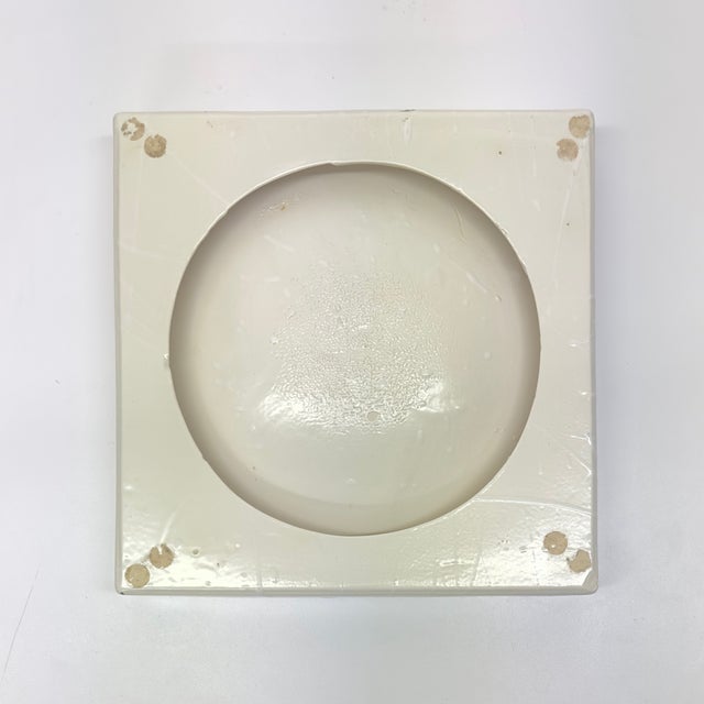 Cream Mid 20th Century Square Meets Round Drizzle Glazed Shallow Dish For Sale - Image 8 of 8