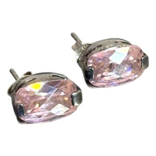 Sterling Silver Pink Topaz Stud Earrings For Sale