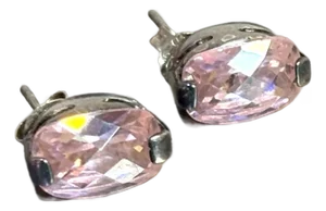 Sterling Silver Pink Topaz Stud Earrings
